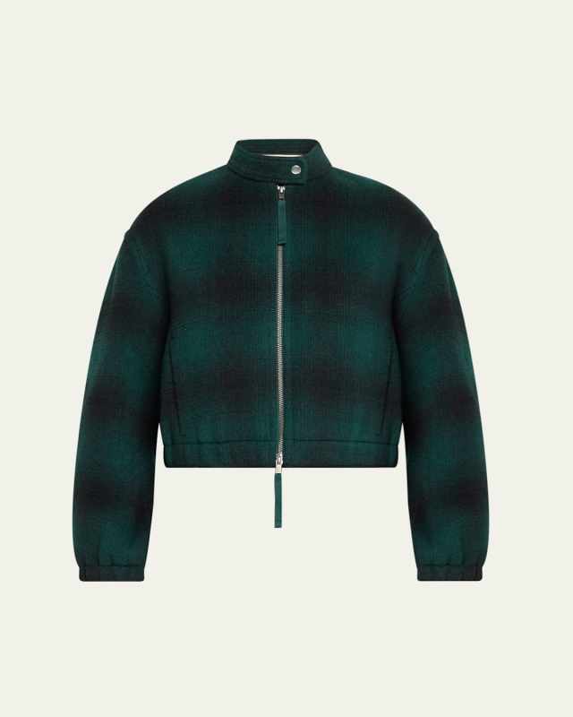 Shadow Plaid Bomber Jacket
