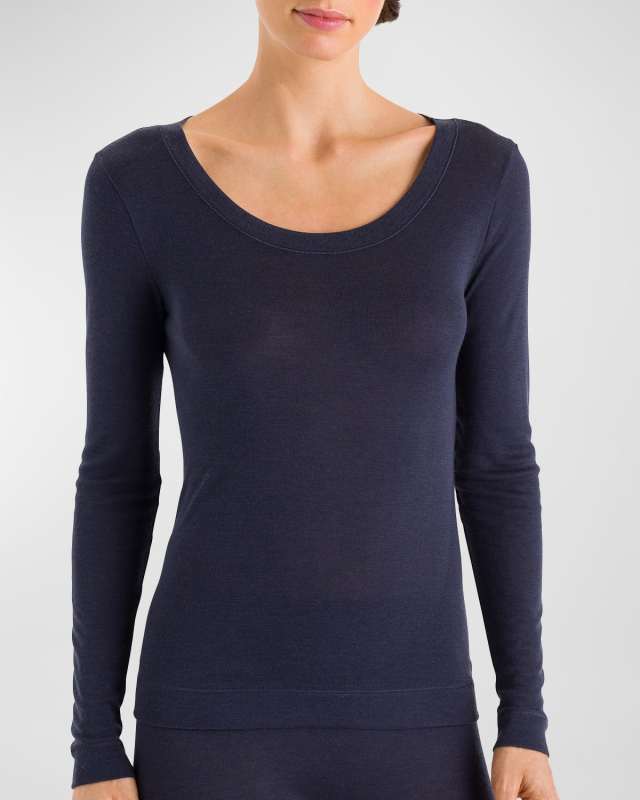 Cashmere-Silk Blend Long-Sleeve Shirt, Black