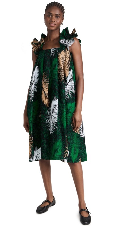SIKA Paloma Dress Green Gold Leaf