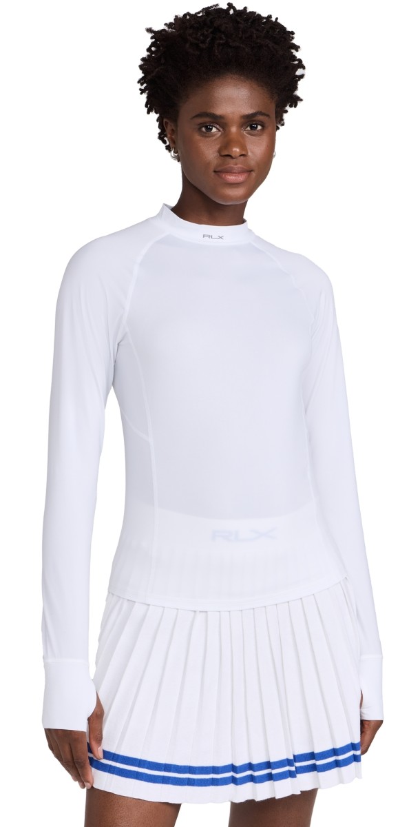 RLX Ralph Lauren Recycled Peached Airflow Long Sleeve Base Layer Ceramic White
