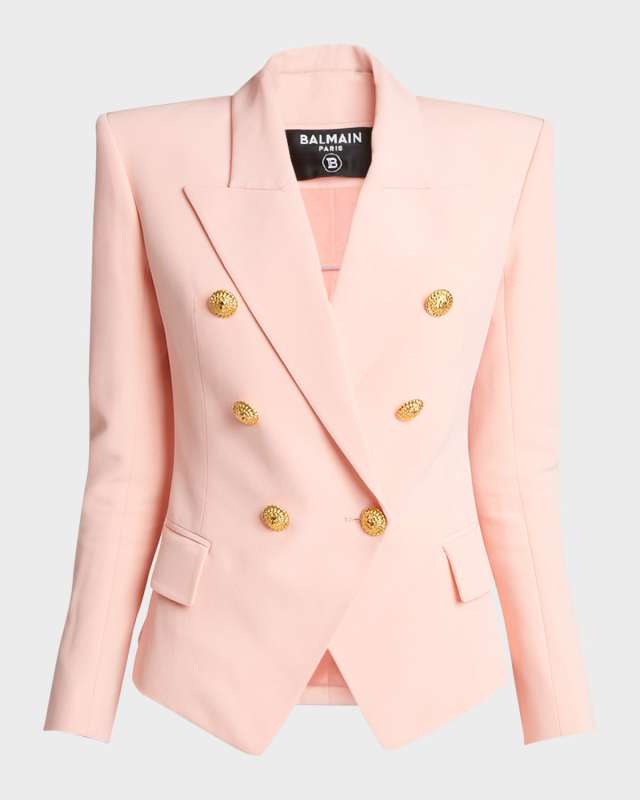 6-Button Crepe Double-Breasted Jacket