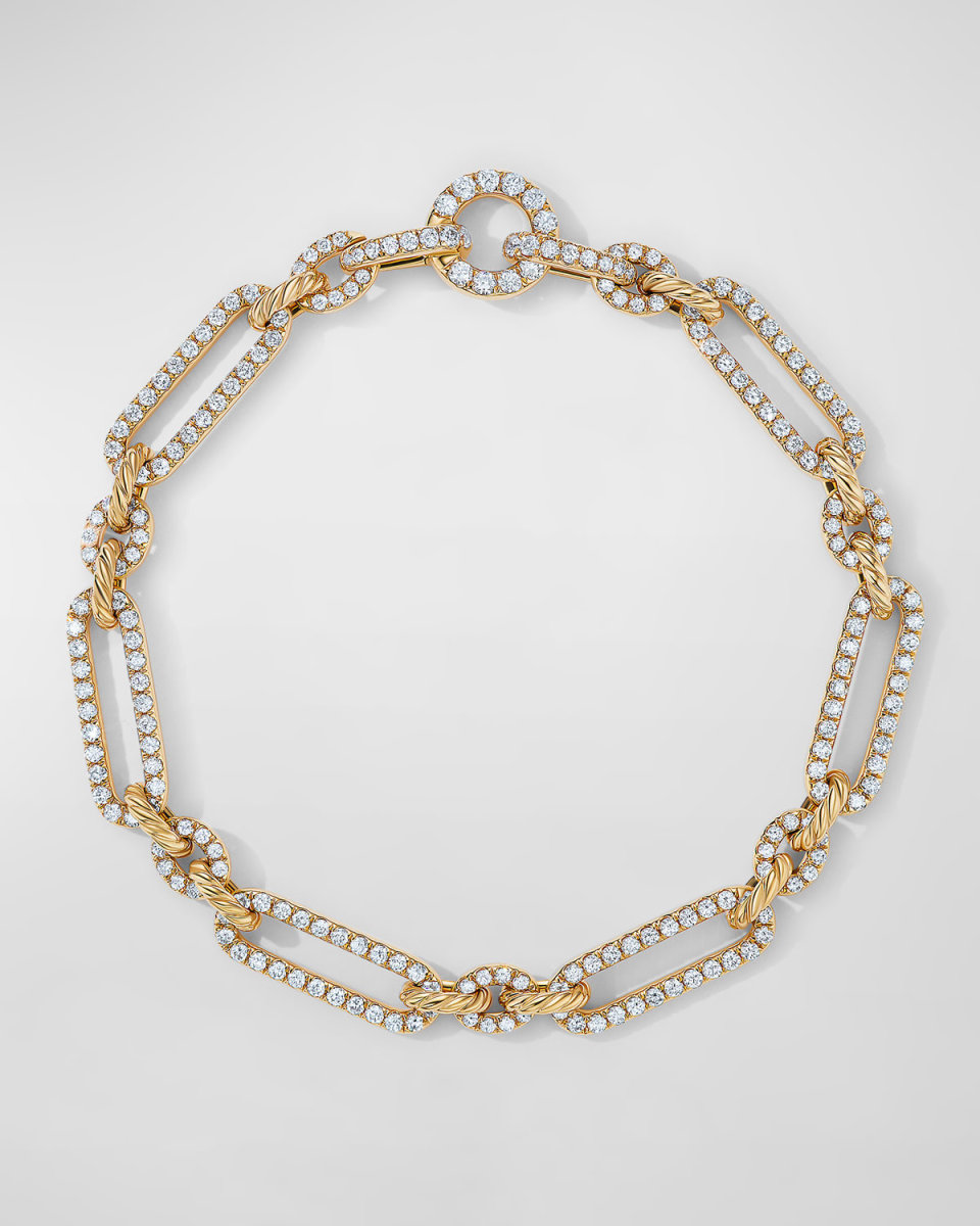 Lexington Chain Bracelet with Diamonds in 18K Gold, 6.5