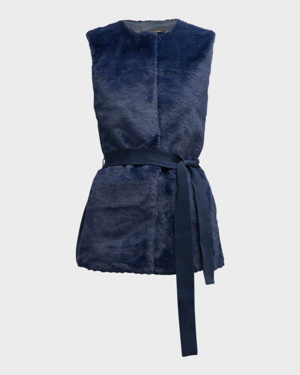 Lior Sleeveless Belted Faux Fur Sweat
