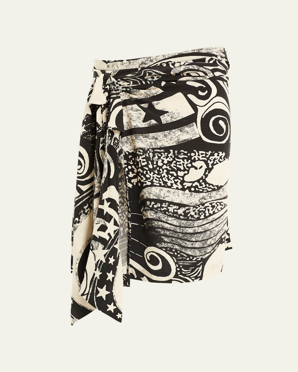 Joni Printed Knee-Length Silk Skirt