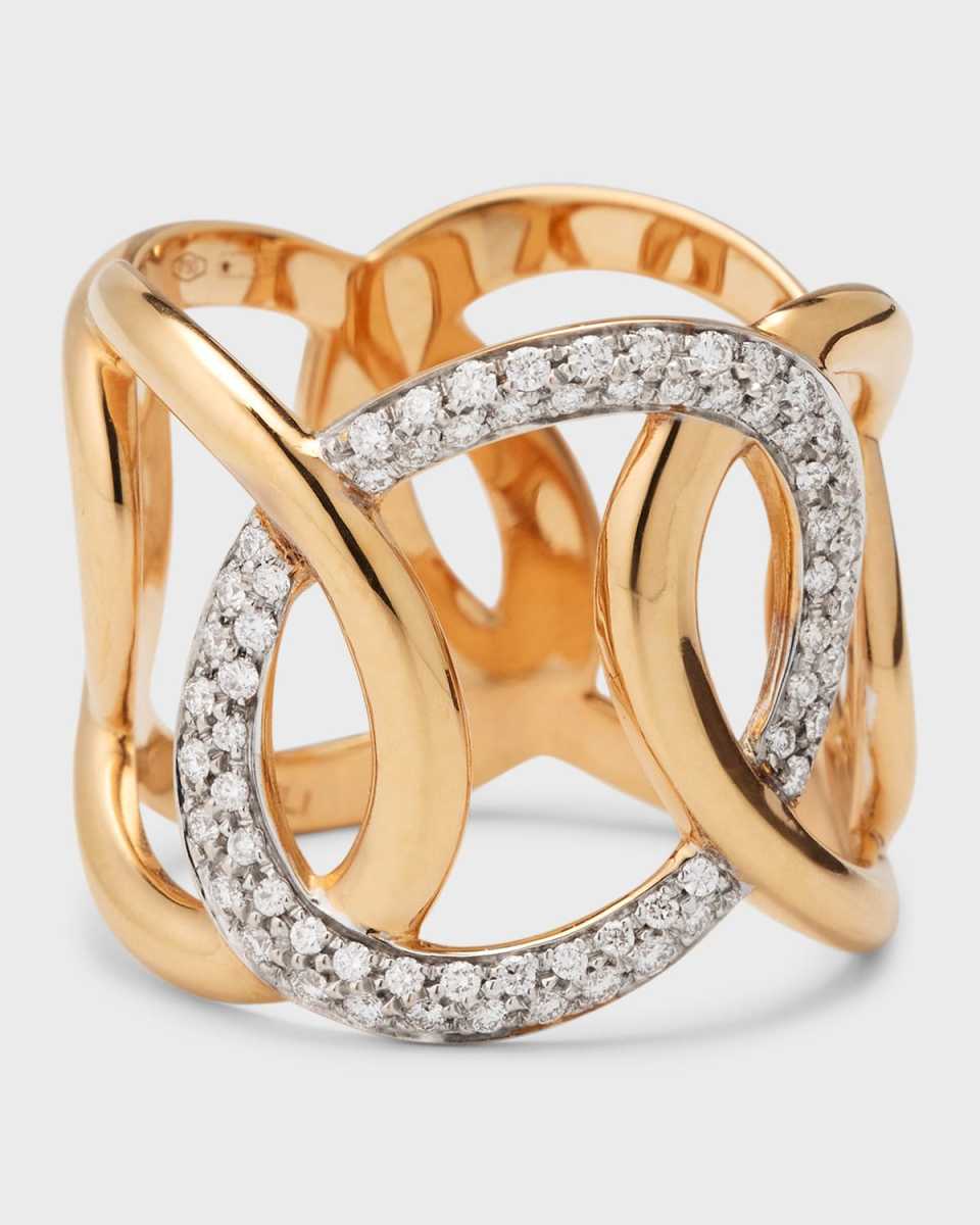 18K Rose Gold Hiroko Ring with Diamond Oval, Size 6.5