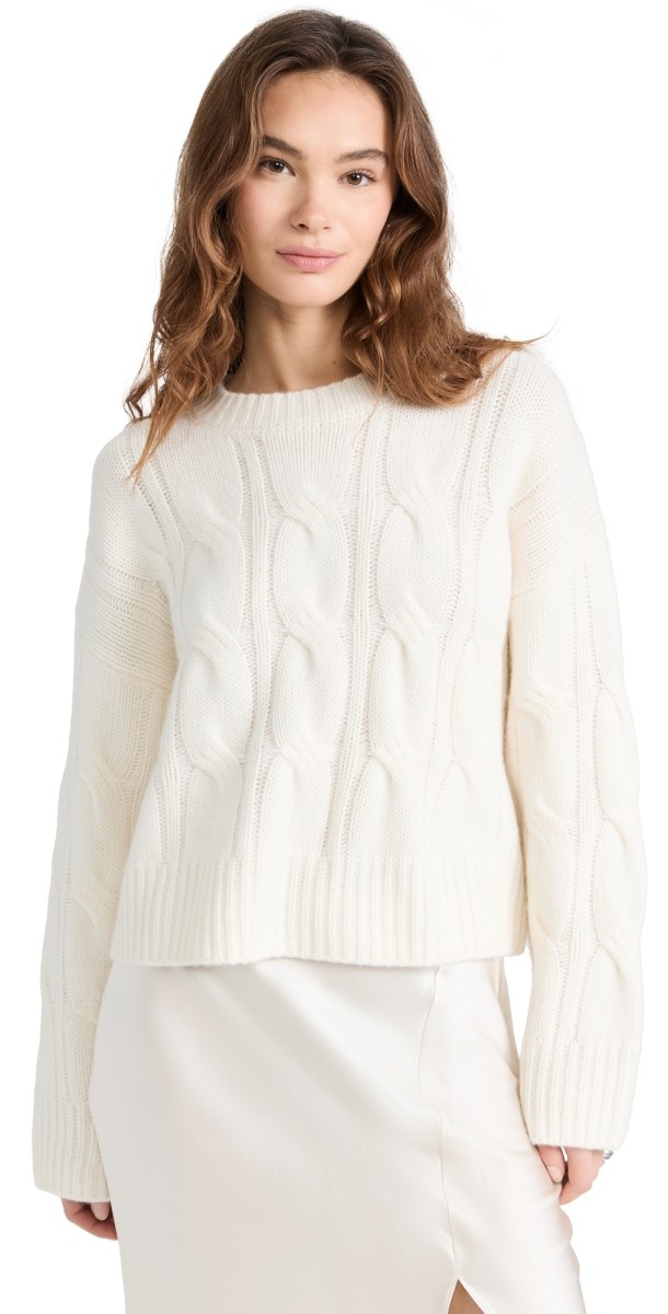 Sablyn Cable Knit Cashmere Sweater Foggy