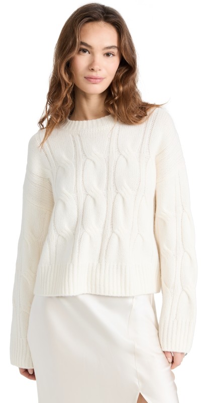Sablyn Cable Knit Cashmere Sweater Foggy