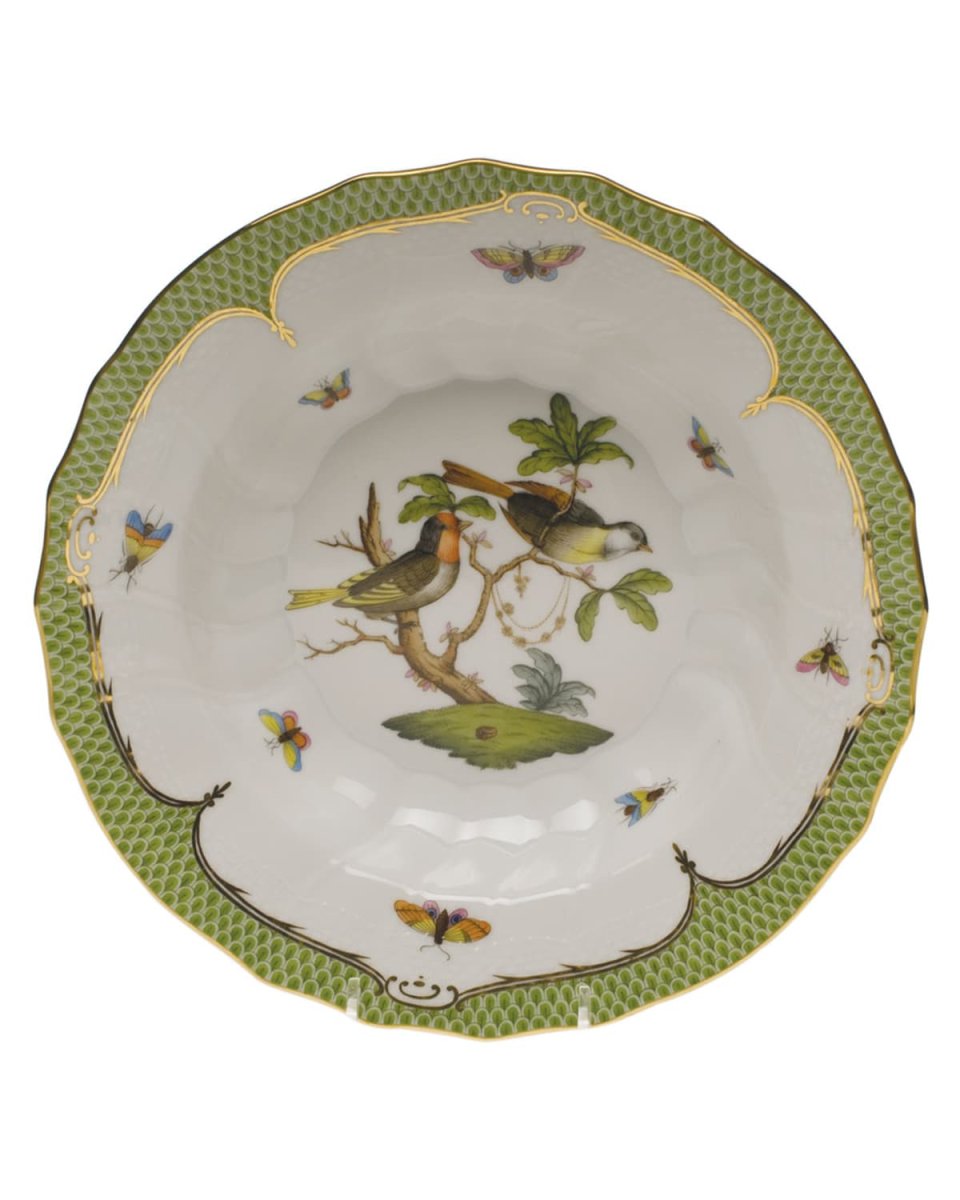 Rothschild Bird Green Motif 11 Rim Soup Bowl