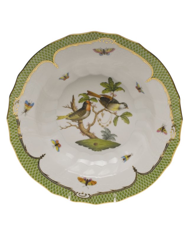 Rothschild Bird Green Motif 11 Rim Soup Bowl