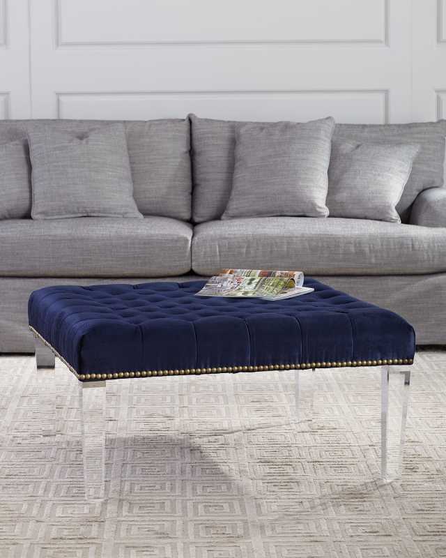 Deena Tufted Ottoman with Acrylic Legs
