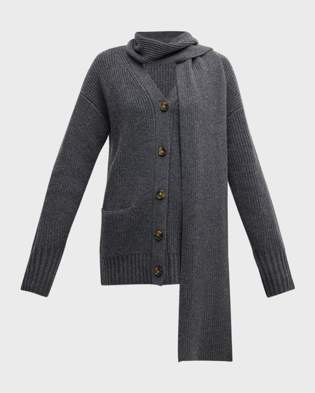 Annalise Wool-Cashmere Scarf Cardigan