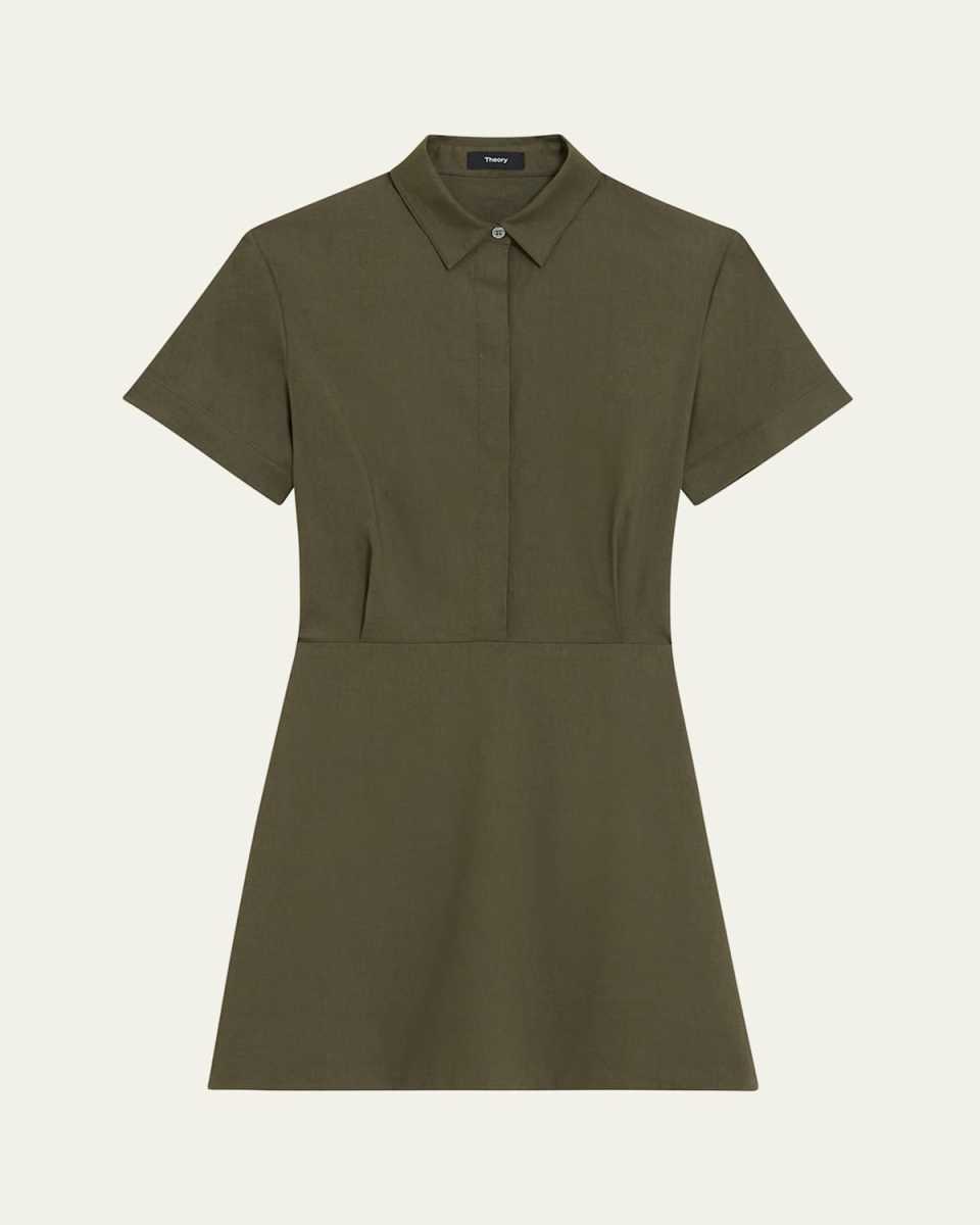Short-Sleeve A-Line Mini Shirtdress