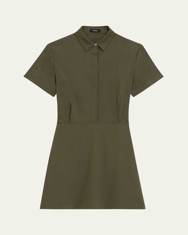 Short-Sleeve A-Line Mini Shirtdress