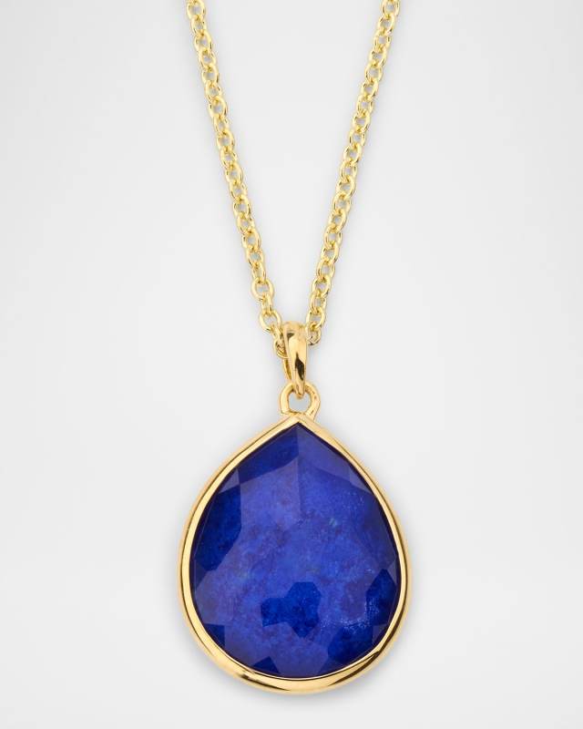 Rock Candy Medium Lapis Teardrop Pendant Necklace in 18K Gold