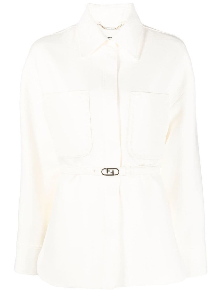 logo-buckle fitted jacket