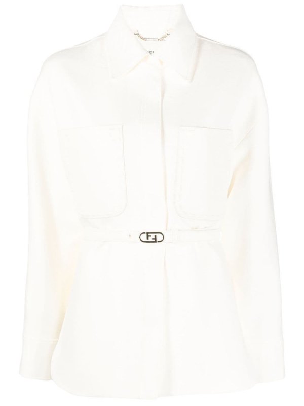 logo-buckle fitted jacket