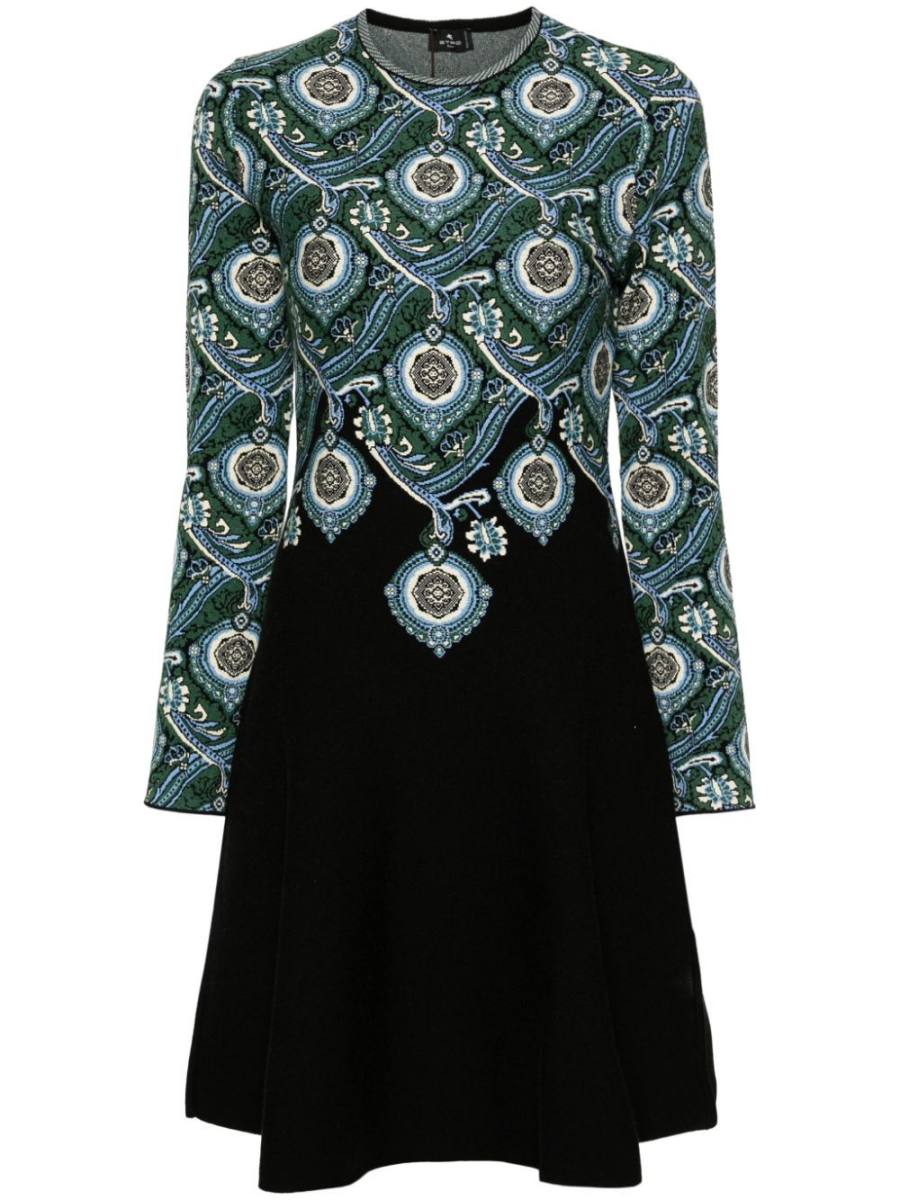 jacquard-pattern knitted dress