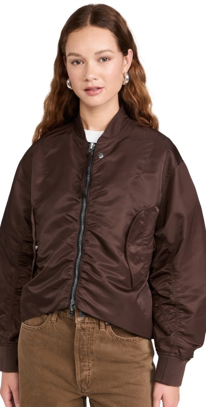 Shoreditch Ski Club Skylar Bomber Jacket Walnut Brown