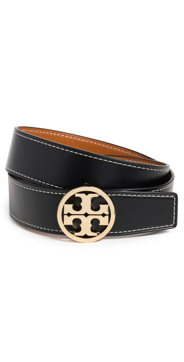 Tory Burch 1.5 Miller Smooth Reversible Belt Black/Whiskey