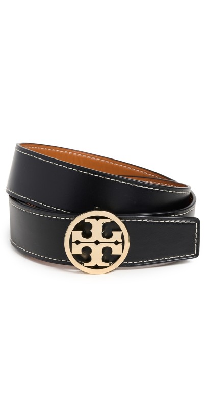 Tory Burch 1.5 Miller Smooth Reversible Belt Black/Whiskey