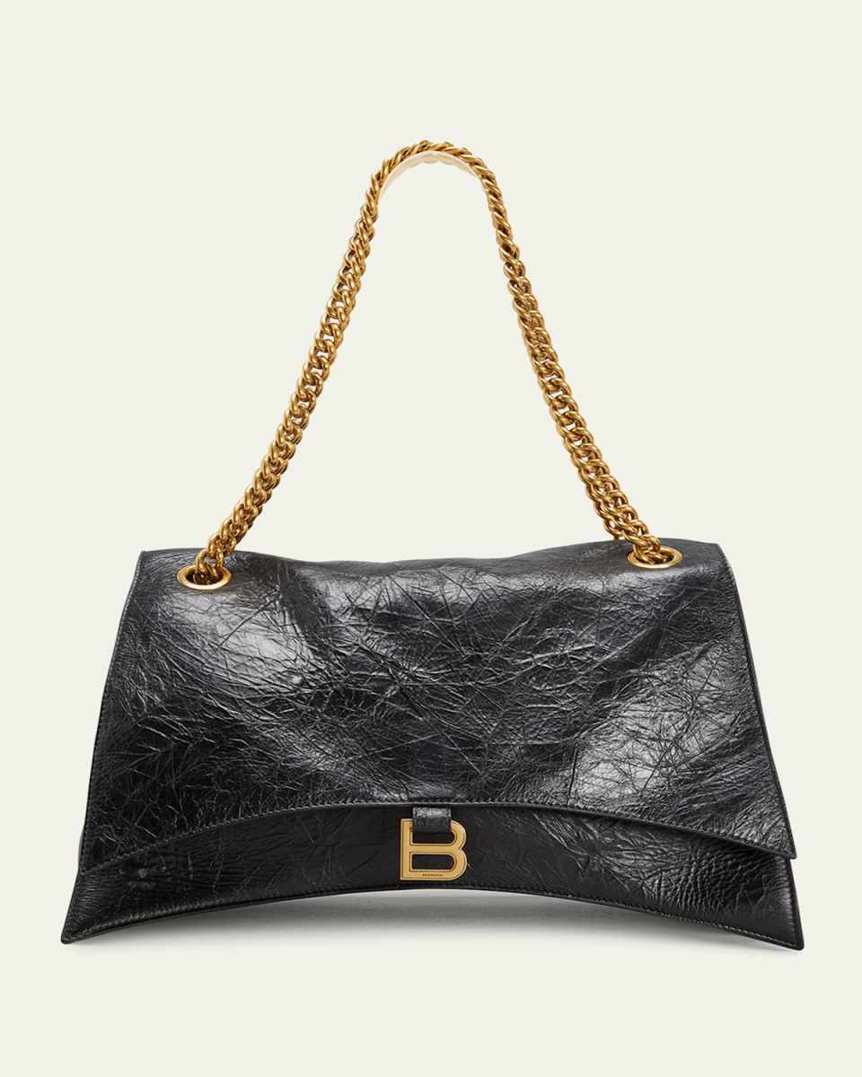 Crush Large Crinkled Leather Chain Shoulder Bag