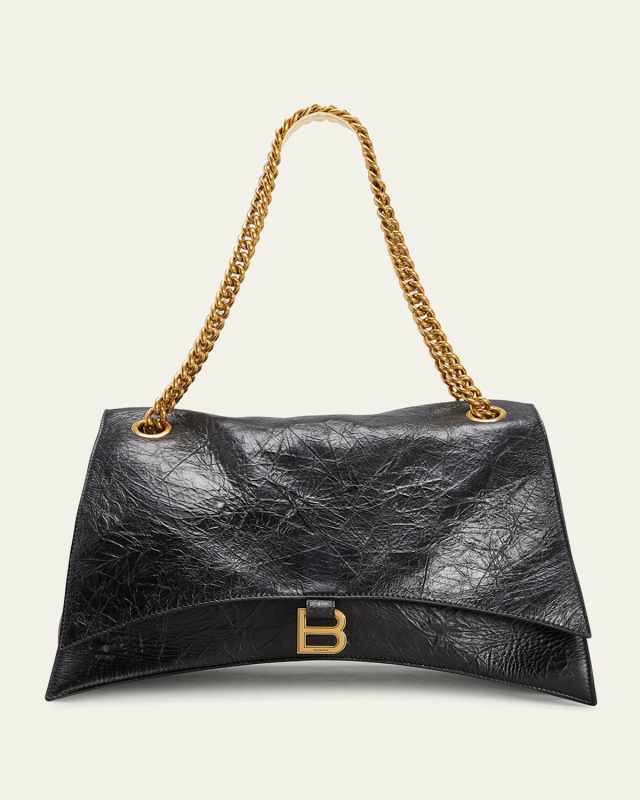Crush Large Crinkled Leather Chain Shoulder Bag