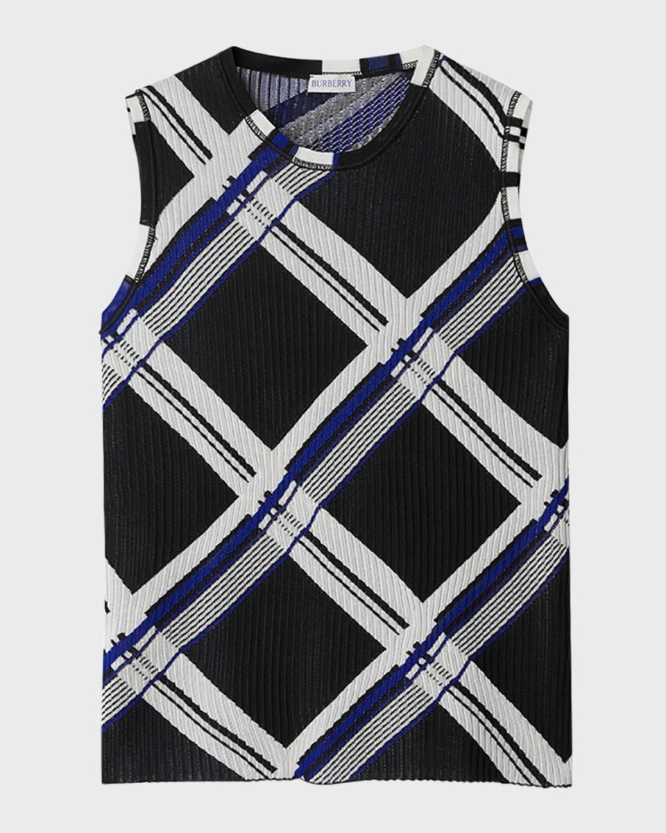 Check Rib Knit Tank Top