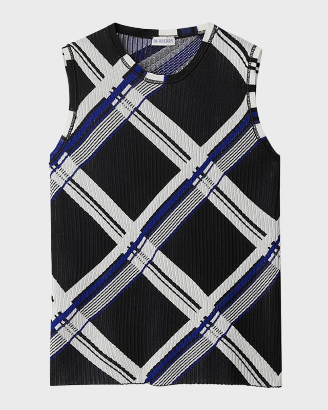 Check Rib Knit Tank Top