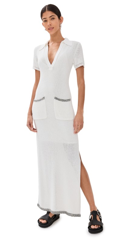 Proenza Schouler Auden Dress In Textured Knit White