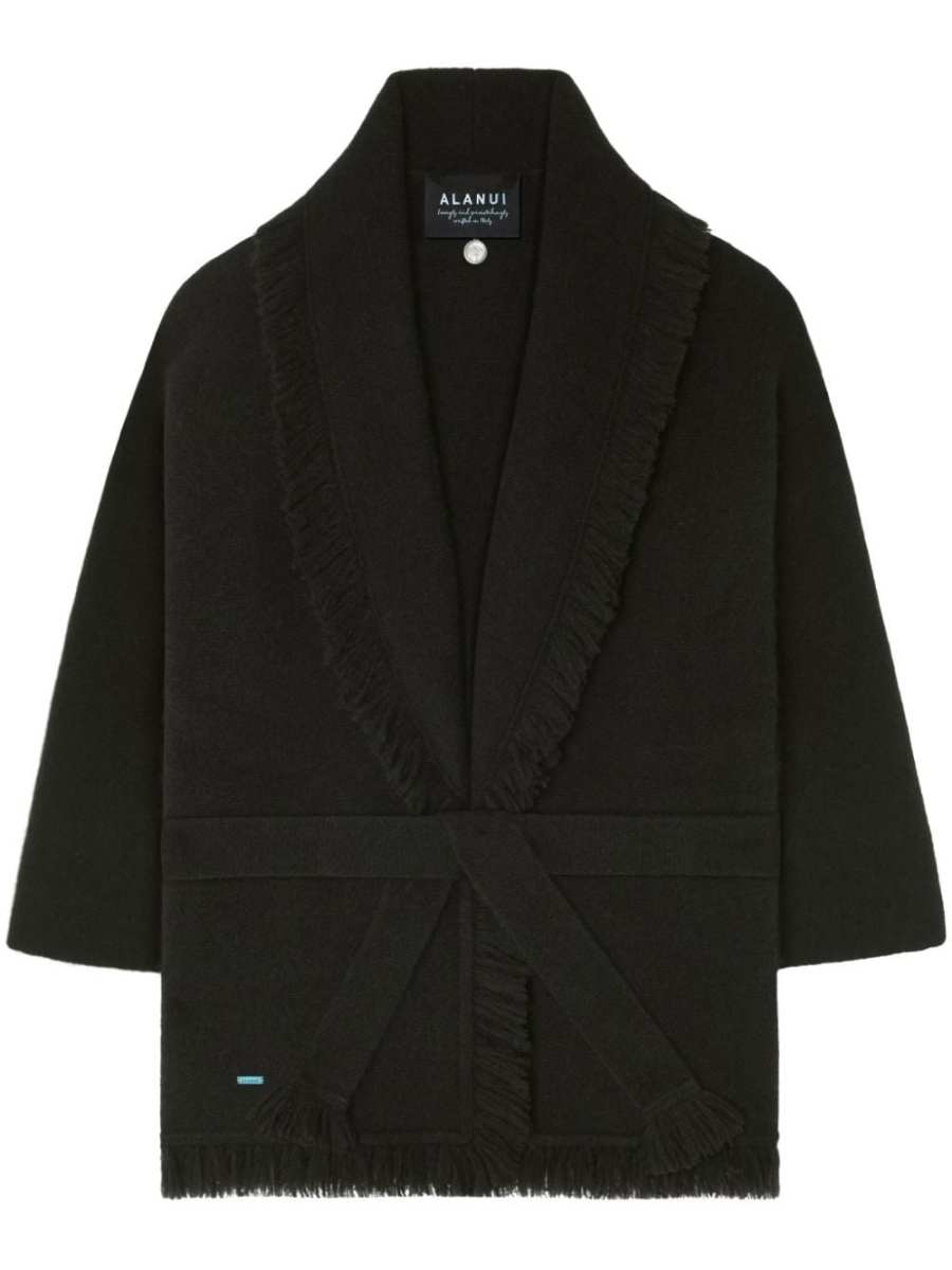 fringed-edge cashmere-blend cardigan