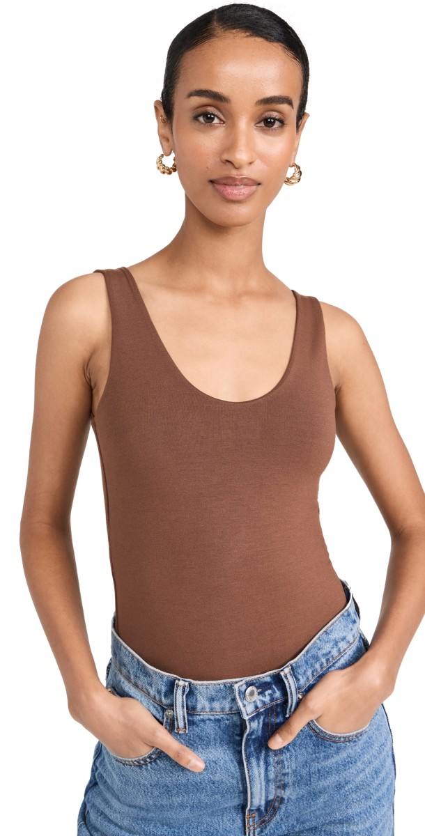RE ONA Scoop Tank Bodysuit Chocolate