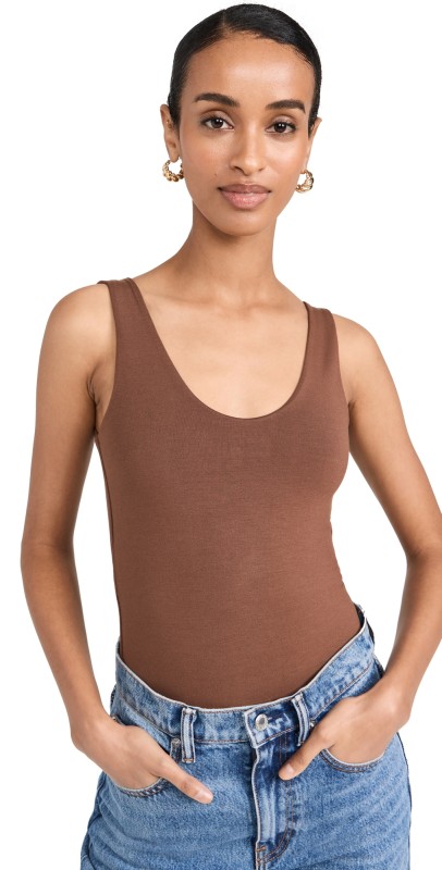 RE ONA Scoop Tank Bodysuit Chocolate