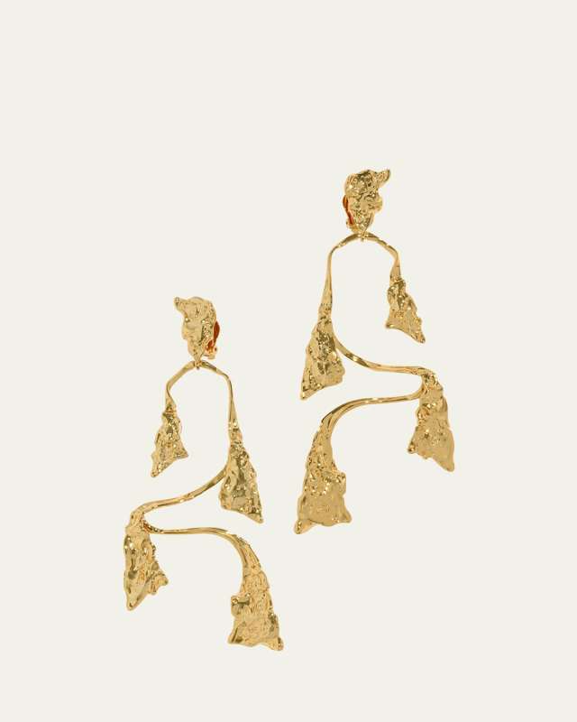 Mobile Gold Balance Clip Earrings