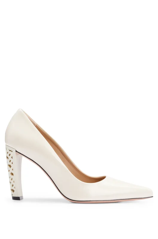 Boss LEATHER PUMPS WITH MONOGRAM-PATTERNED HEELS