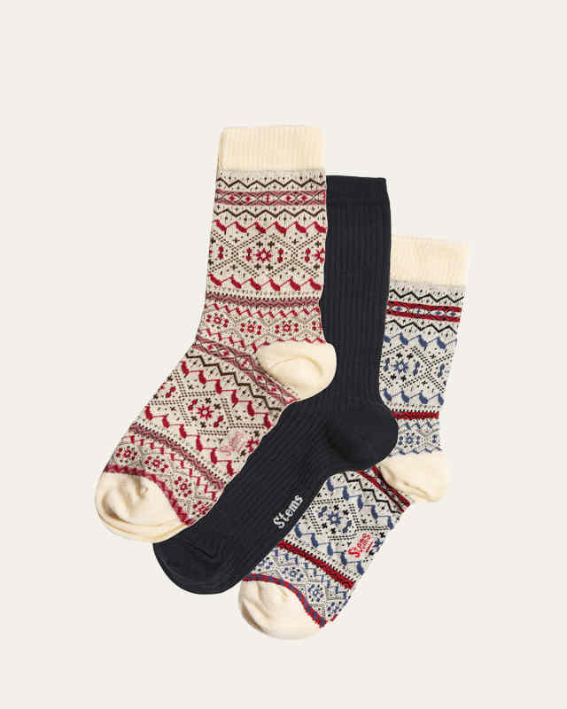 Gift Box of Three Snowflake Cashmere Socks