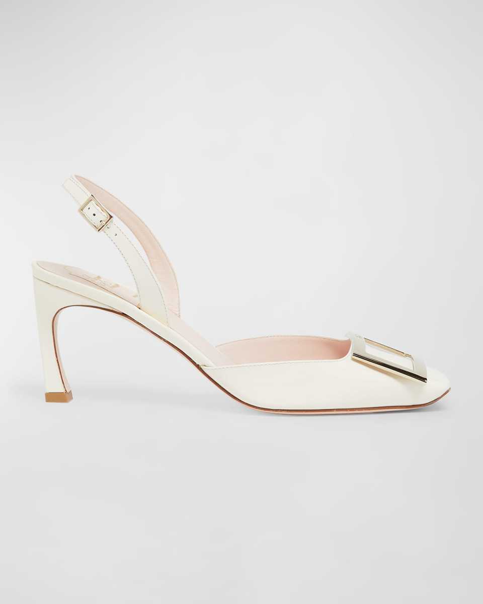 Slingback Buckle Leather Pumps