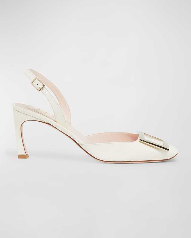 Slingback Buckle Leather Pumps