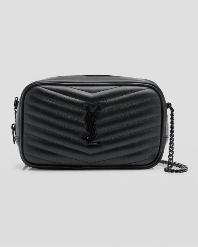 Lou Mini YSL Camera Bag in Smooth Quilted Leather