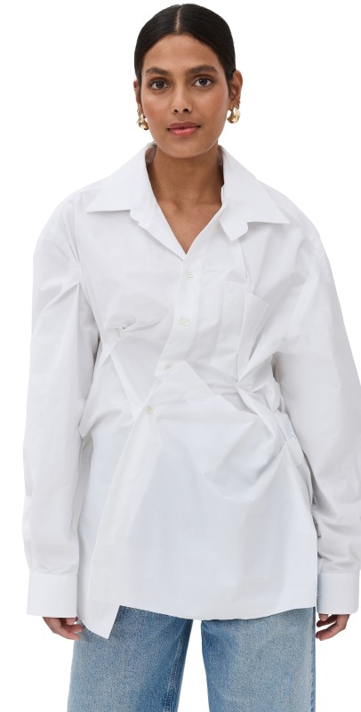 Maison Margiela Raw Cotton Poplin Shirt White
