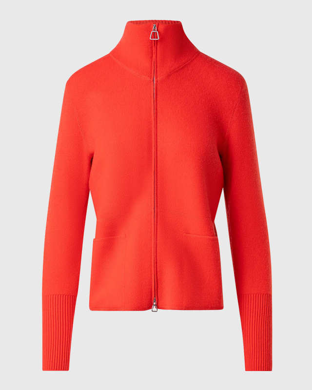 Cashmere Pique Knit Zip-Up Cardigan