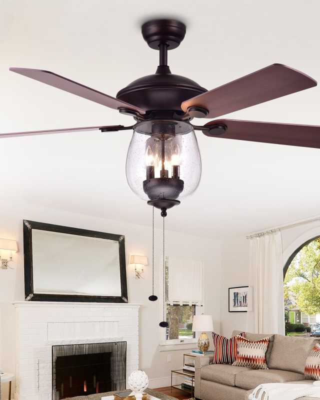 Seeded Glass Bowl Chandelier Ceiling Fan