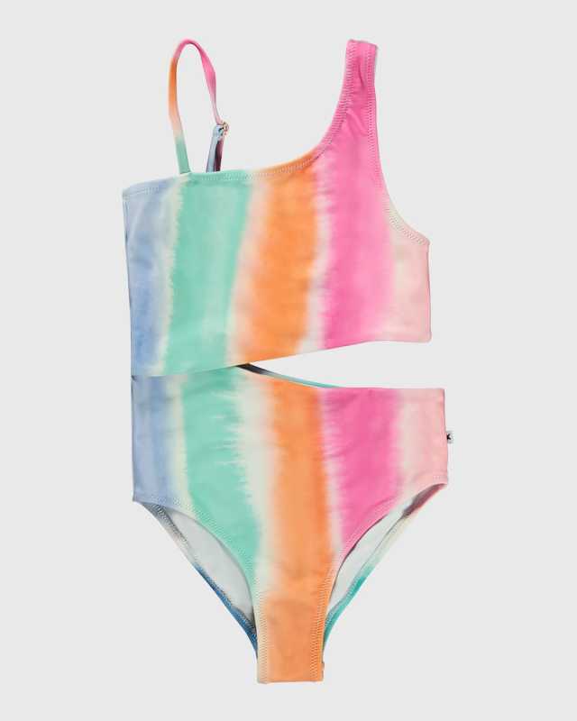 Girl's Naan Striped Swimsuit W/ Cut Out Detail, Size 8-14