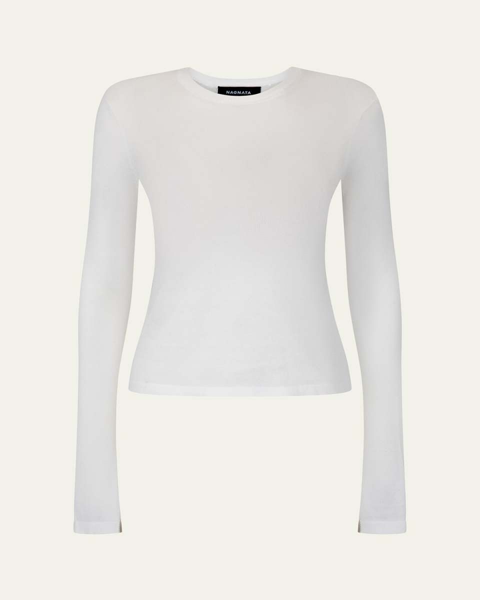 Sheer Essentials Long-Sleeve Crewneck Top