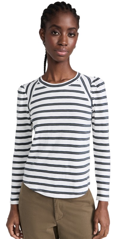 Veronica Beard Jean Mason Baseball Tee Off Wht/Ma/St Ar