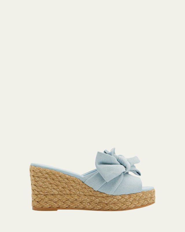Loveknot Denim Wedge Espadrilles