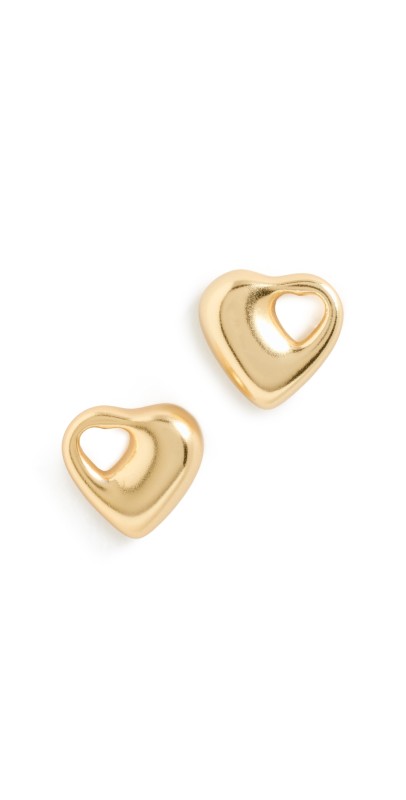 Madewell Puffy Cut Out Heart Stud Earrings Vintage Gold