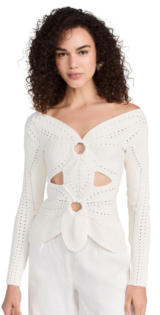 Cult Gaia Lule Crochet Top Off White