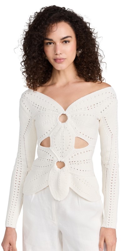 Cult Gaia Lule Crochet Top Off White