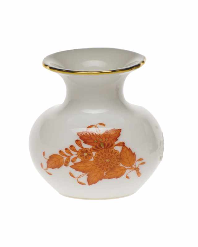 Chinese Bouquet Rust Medium Bud Vase with Lip