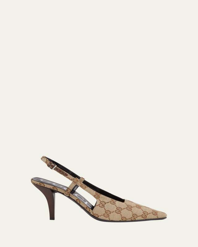 Tom GG Canvas Slingback Pumps